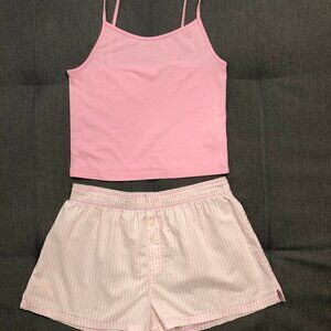 SOLD - Women's Pajama Set - Size S - PINK Shorts + Wild Fable Top
